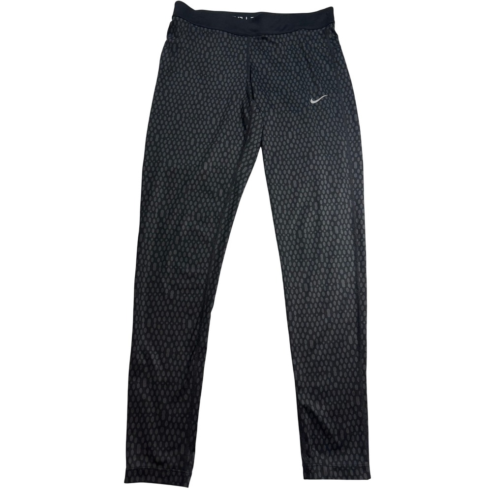 Nike Dri-FIT Leggings Women's Black Gray Dotted Run Fast Live Fearless 839968 M